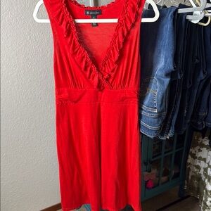 INC Red Sleeveless Ruffle Dress Size M